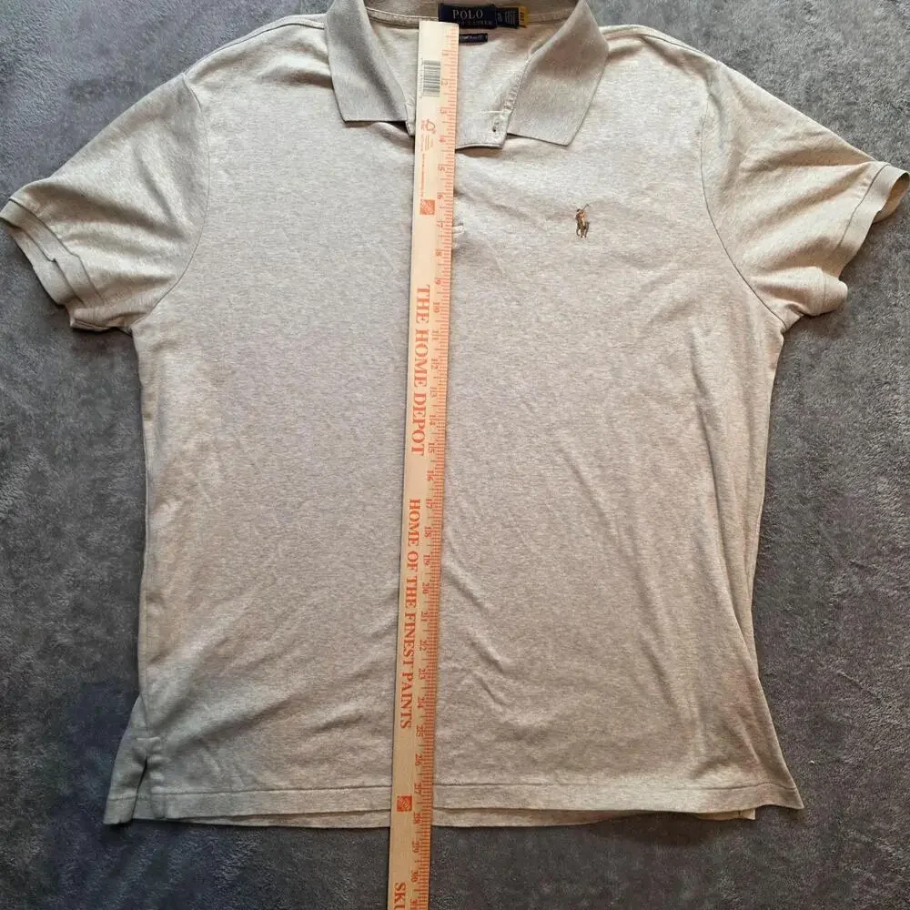Polo Ralph Lauren Custom Slim Fit Polo Shirt Mens XL Beige Cotton Jersey